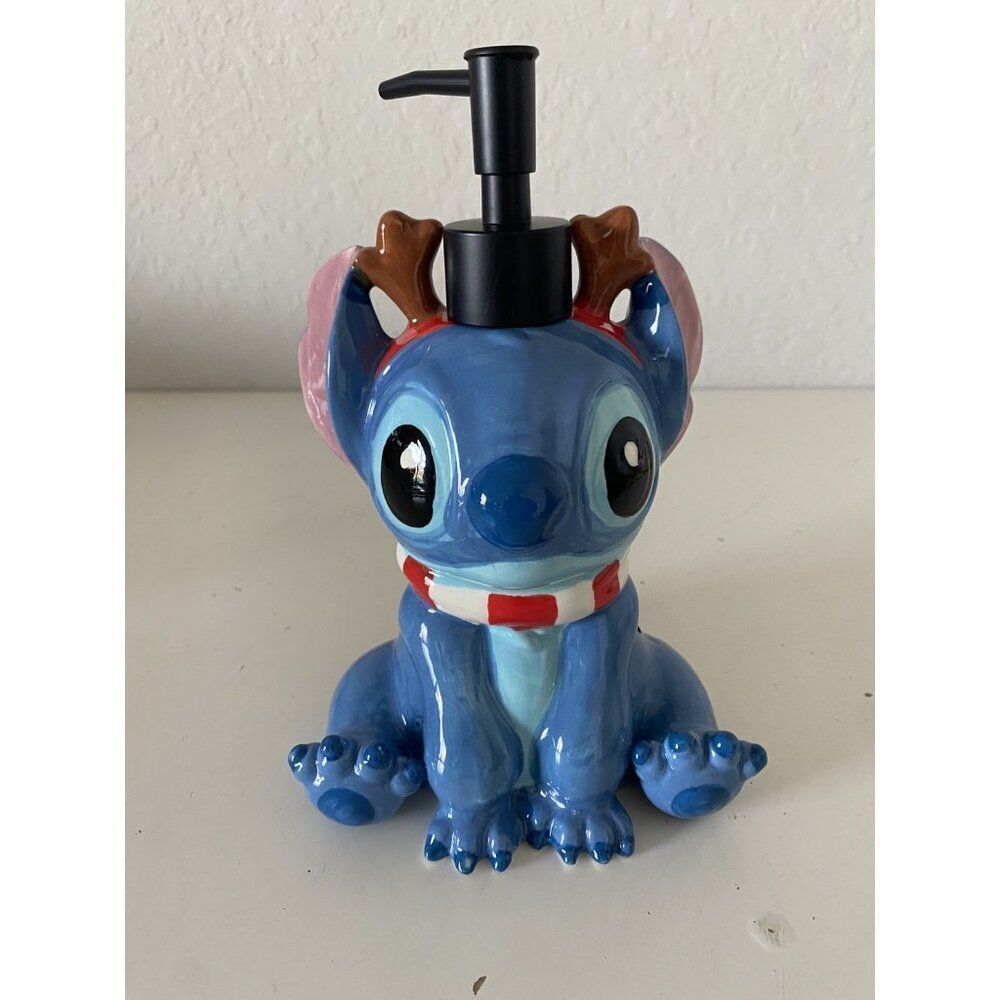 Disney Stitch With Antlers and Scarf Christmas Holiday Soap Lotion Dispenser NEW